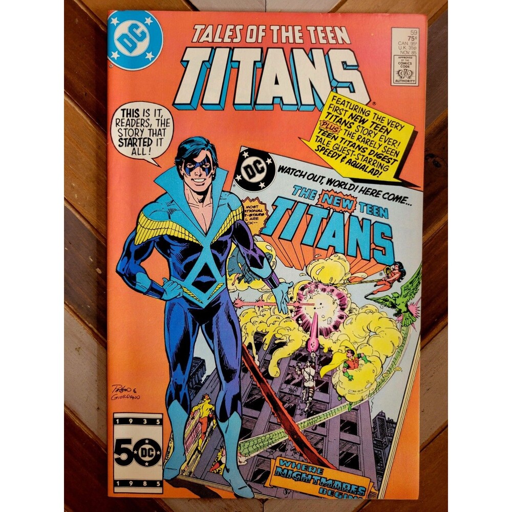 New Teen Titans #59 FN/VF (1985) Nightwing Cover! Origin of TT! George Perez Art